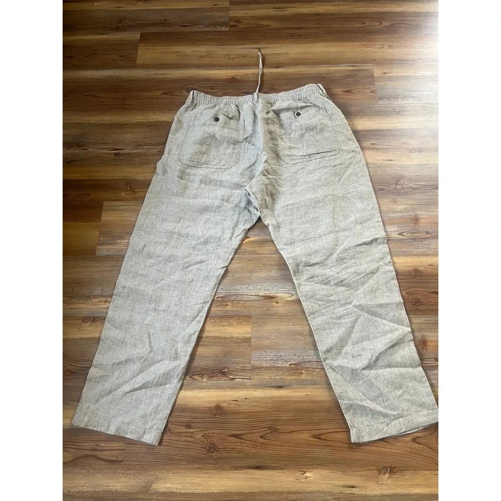 Madewell Men XL Beige 100% Linen Drawstring Waist Beach Resortwear Pants